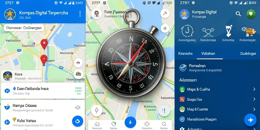 Antarmuka sederhana dan fungsional dari aplikasi Kompas Digital.