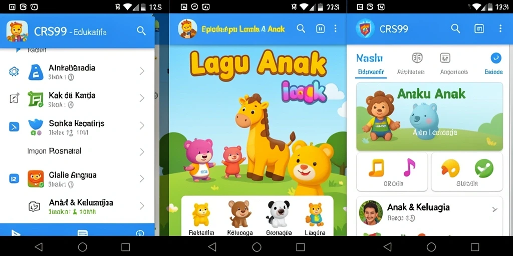 Antarmuka CRS99 yang ceria untuk aplikasi Lagu Anak.
