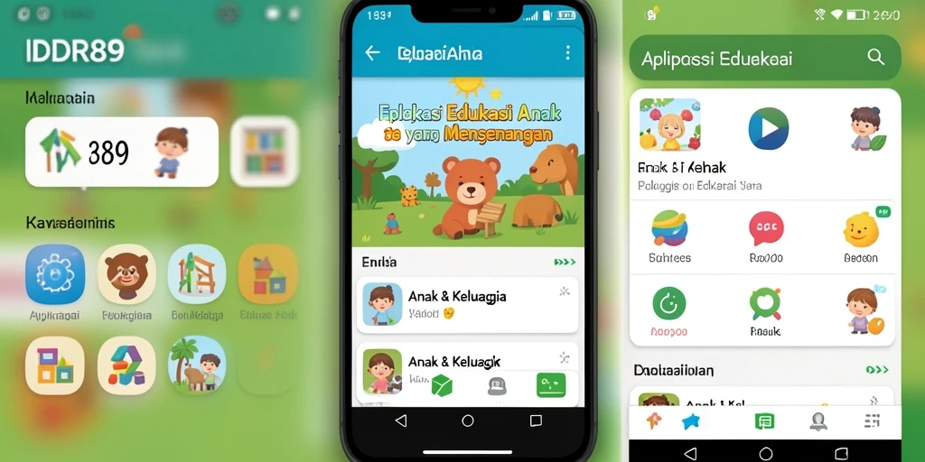 Tampilan antarmuka aplikasi Edukasi Anak IDR89 yang interaktif.