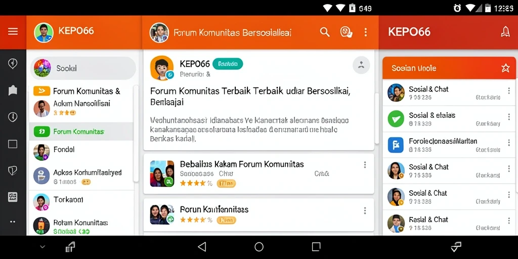 Tampilan antarmuka aplikasi Forum Komunitas KEPO66 yang menarik.