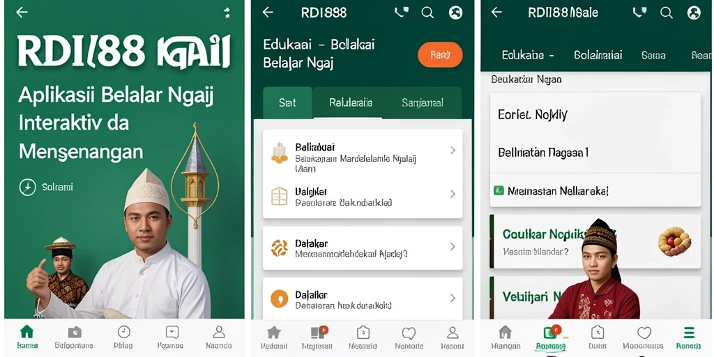 Antarmuka aplikasi RDI88 yang menarik dan interaktif untuk belajar ngaji.
